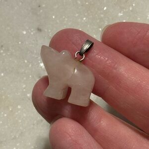 Rose Quartz Carved Bear Pendant